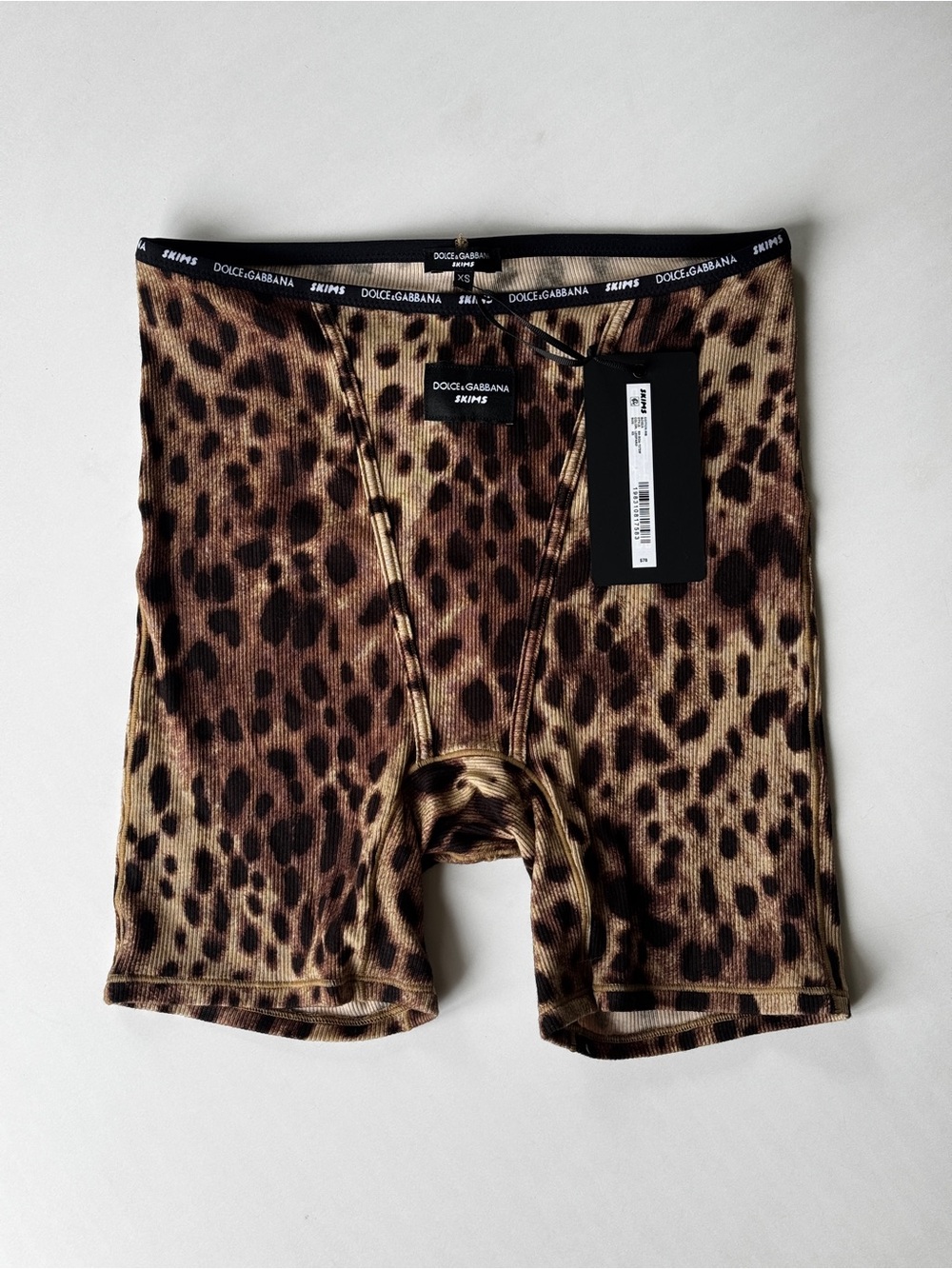 Scims x Dolce & Gabbana women's Leopard Print Brown Boxer Brief Shorts XS NWT